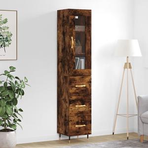 VidaXL Hoge kast 34,5x34x180 cm bewerkt hout gerookt eikenkleurig