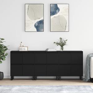 VidaXL Dressoirs 3 st bewerkt hout zwart