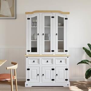 vidaXL Hoge kast Corona 112x43x196 cm massief Mexicaans grenenhout wit