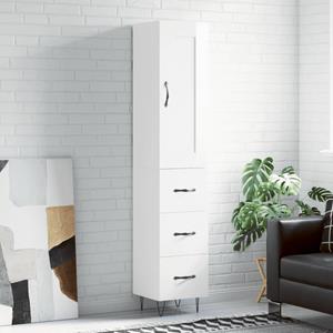 VidaXL Hoge kast 34,5x34x180 cm bewerkt hout hoogglans wit