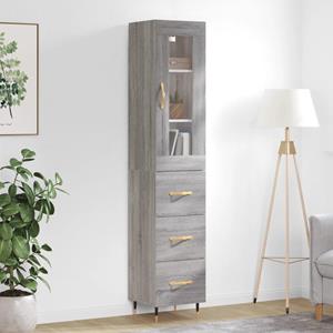 VidaXL Hoge kast 34,5x34x180 cm bewerkt hout grijs sonoma eikenkleurig