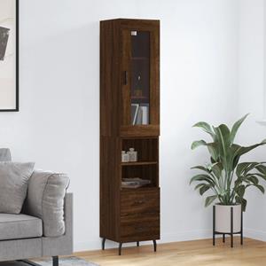 VidaXL Hoge kast 34,5x34x180 cm bewerkt hout bruineikenkleurig