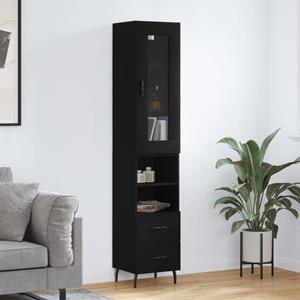 VidaXL Hoge kast 34,5x34x180 cm bewerkt hout zwart
