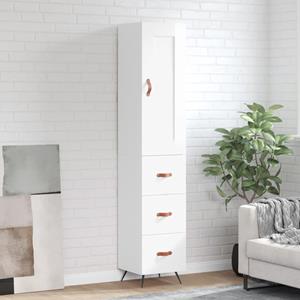 VidaXL Hoge kast 34,5x34x180 cm bewerkt hout hoogglans wit