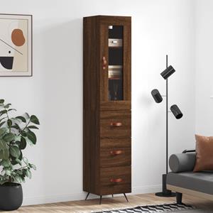 VidaXL Hoge kast 34,5x34x180 cm bewerkt hout bruineikenkleurig
