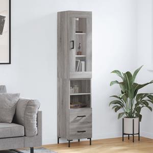 VidaXL Hoge kast 34,5x34x180 cm bewerkt hout grijs sonoma eikenkleurig