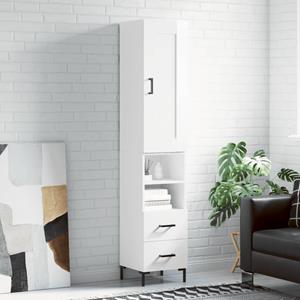 VidaXL Hoge kast 34,5x34x180 cm bewerkt hout hoogglans wit