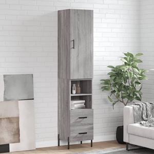 VidaXL Hoge kast 34,5x34x180 cm bewerkt hout grijs sonoma eikenkleurig
