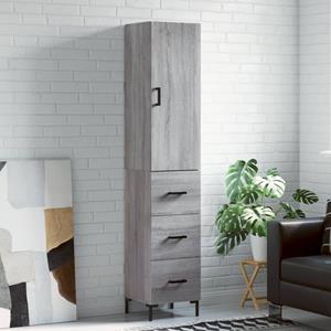 VidaXL Hoge kast 34,5x34x180 cm bewerkt hout grijs sonoma eikenkleurig