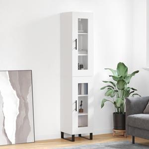 VidaXL Hoge kast 34,5x34x180 cm bewerkt hout hoogglans wit