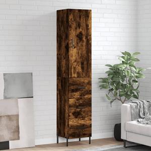 VidaXL Hoge kast 34,5x34x180 cm bewerkt hout gerookt eikenkleurig