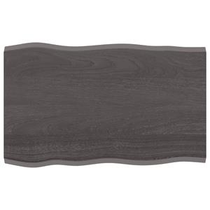 VidaXL Tafelblad natuurlijke rand 80x50x2 cm eikenhout donkerbruin