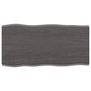 VidaXL Tafelblad natuurlijke rand 80x40x4 cm eikenhout donkerbruin