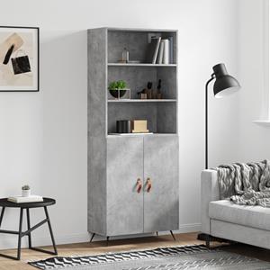 VidaXL Hoge kast 69,5x34x180 cm bewerkt hout betongrijs