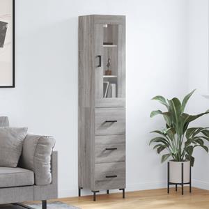 VidaXL Hoge kast 34,5x34x180 cm bewerkt hout grijs sonoma eikenkleurig