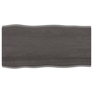 VidaXL Tafelblad natuurlijke rand 100x50x2 cm eikenhout donkerbruin