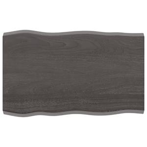 VidaXL Tafelblad natuurlijke rand 80x50x4 cm eikenhout donkerbruin