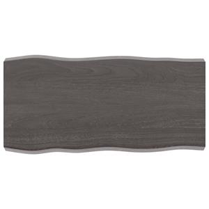 VidaXL Tafelblad natuurlijke rand 80x40x6 cm eikenhout donkerbruin