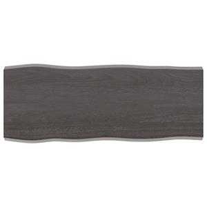 VidaXL Tafelblad natuurlijke rand 100x40x4 cm eikenhout donkerbruin