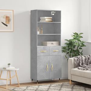 VidaXL Hoge kast 69,5x34x180 cm bewerkt hout betongrijs