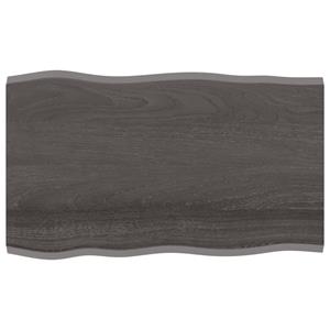 VidaXL Tafelblad natuurlijke rand 100x60x2 cm eikenhout donkerbruin