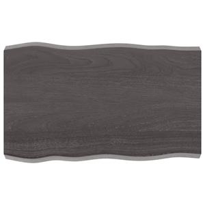 VidaXL Tafelblad natuurlijke rand 80x50x6 cm eikenhout donkerbruin