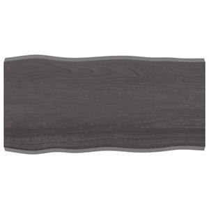 VidaXL Tafelblad natuurlijke rand 100x50x4 cm eikenhout donkerbruin