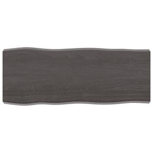 VidaXL Tafelblad natuurlijke rand 100x40x6 cm eikenhout donkerbruin