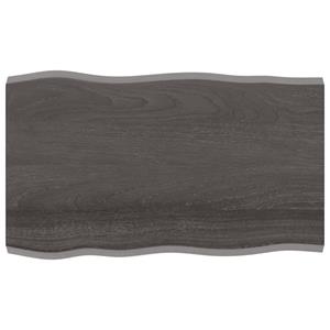 VidaXL Tafelblad natuurlijke rand 100x60x4 cm eikenhout donkerbruin