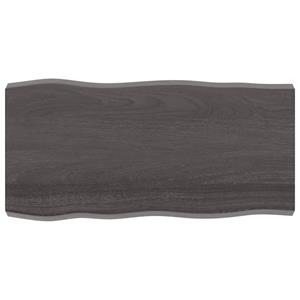 VidaXL Tafelblad natuurlijke rand 100x50x6 cm eikenhout donkerbruin