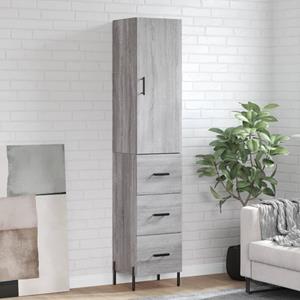 VidaXL Hoge kast 34,5x34x180 cm bewerkt hout grijs sonoma eikenkleurig