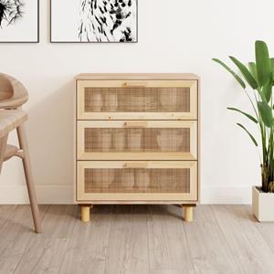 VidaXL Dressoir 60x30x70 cm massief grenenhout en rattan bruin
