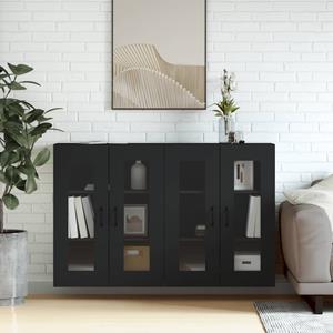 vidaXL Sideboard Wandschränke 2 Stk. Schwarz Holzwerkstoff (2 St)