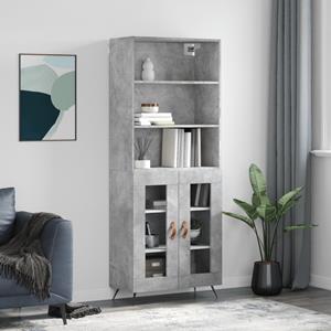 VidaXL Hoge kast 69,5x34x180 cm bewerkt hout betongrijs