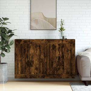 Hangkasten 2 st bewerkt hout gerookt eikenkleurig