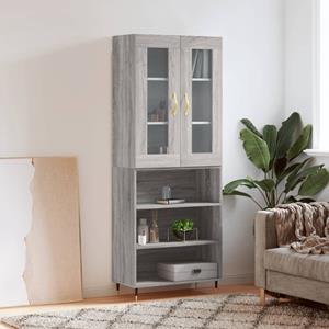 Hoge kast 69,5x34x180 cm bewerkt hout grijs sonoma eikenkleurig