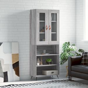 Hoge kast 69,5x34x180 cm bewerkt hout grijs sonoma eikenkleurig