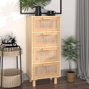VidaXL Dressoir 40x30x90 cm massief grenenhout en rattan bruin