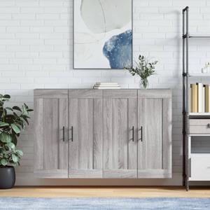 Hangkasten 2 st bewerkt hout grijs sonoma eikenkleurig
