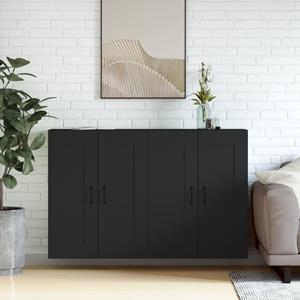 VidaXL Hangkasten 2 st bewerkt hout zwart
