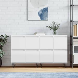 VidaXL Dressoirs 2 st bewerkt hout hoogglans wit