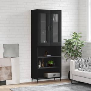 VidaXL Hoge kast 69,5x34x180 cm bewerkt hout zwart