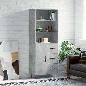 VidaXL Hoge kast 69,5x34x180 cm bewerkt hout betongrijs