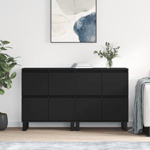 VidaXL Dressoirs 2 st bewerkt hout zwart