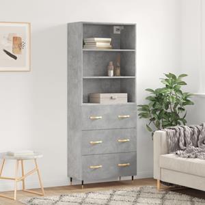 VidaXL Hoge kast 69,5x34x180 cm bewerkt hout betongrijs