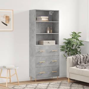 VidaXL Hoge kast 69,5x34x180 cm bewerkt hout betongrijs