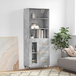 VidaXL Hoge kast 69,5x34x180 cm bewerkt hout betongrijs