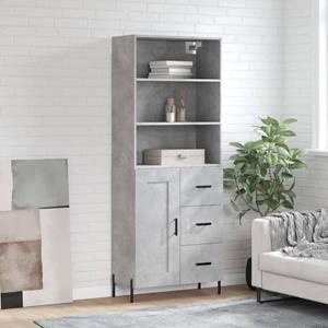 VidaXL Hoge kast 69,5x34x180 cm bewerkt hout betongrijs