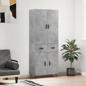 Hoge kast 69,5x34x180 cm bewerkt hout betongrijs
