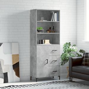 VidaXL Hoge kast 69,5x34x180 cm bewerkt hout betongrijs